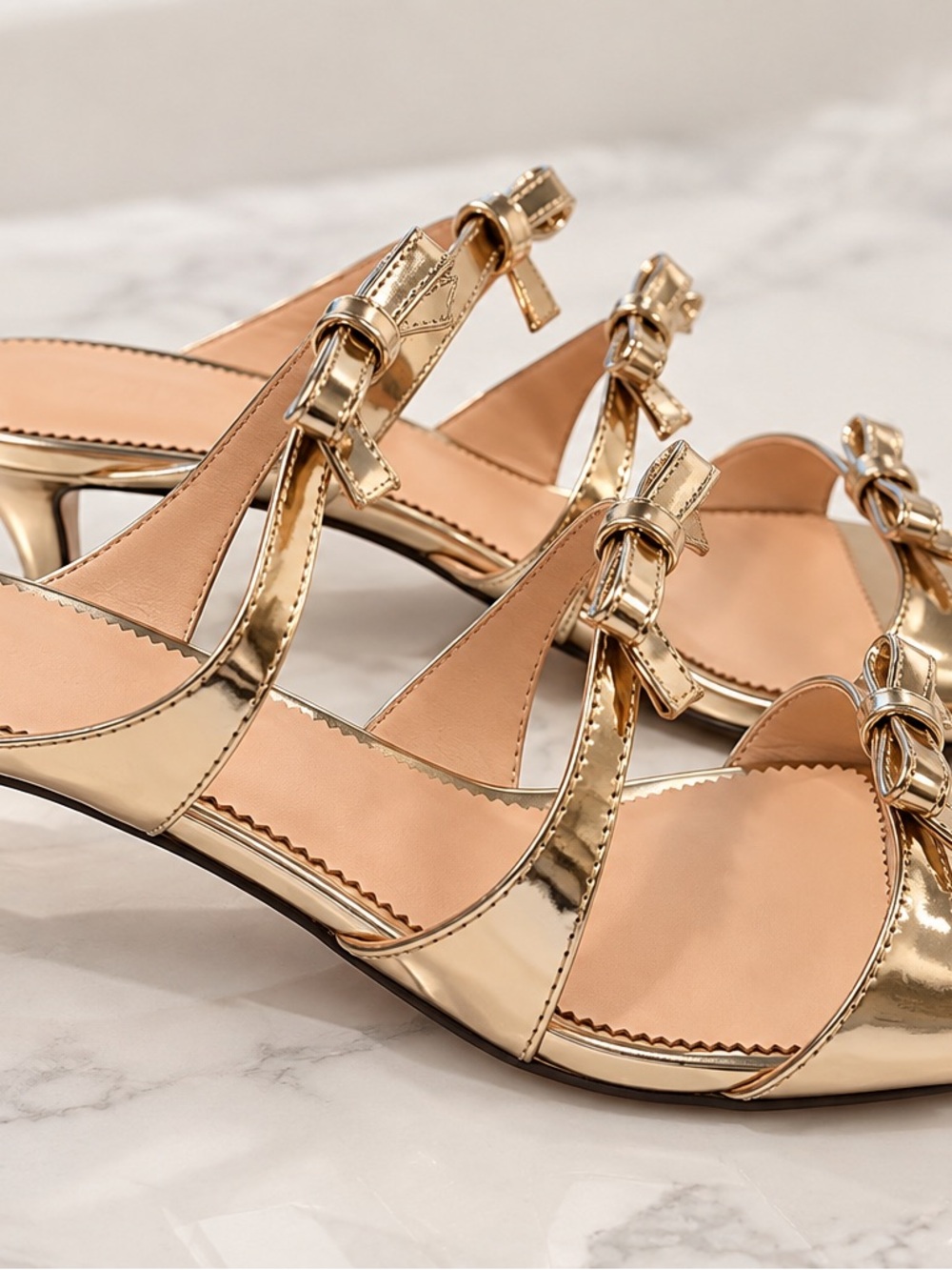 J. Crew Metallic Gold Slingback Heels with Buckle Detail